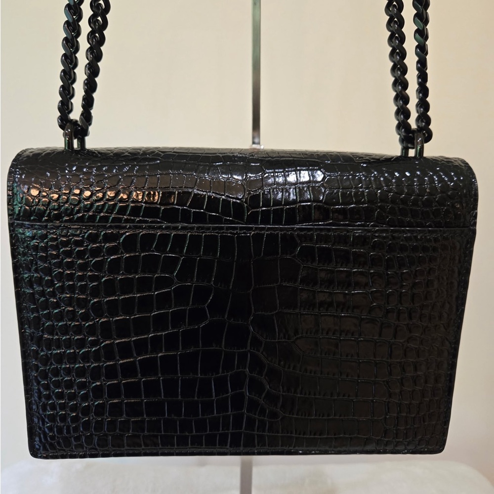 Yves Saint Laurent Black Glossy Shoulder Bag with Chain Strap - Picture 1 of 14
